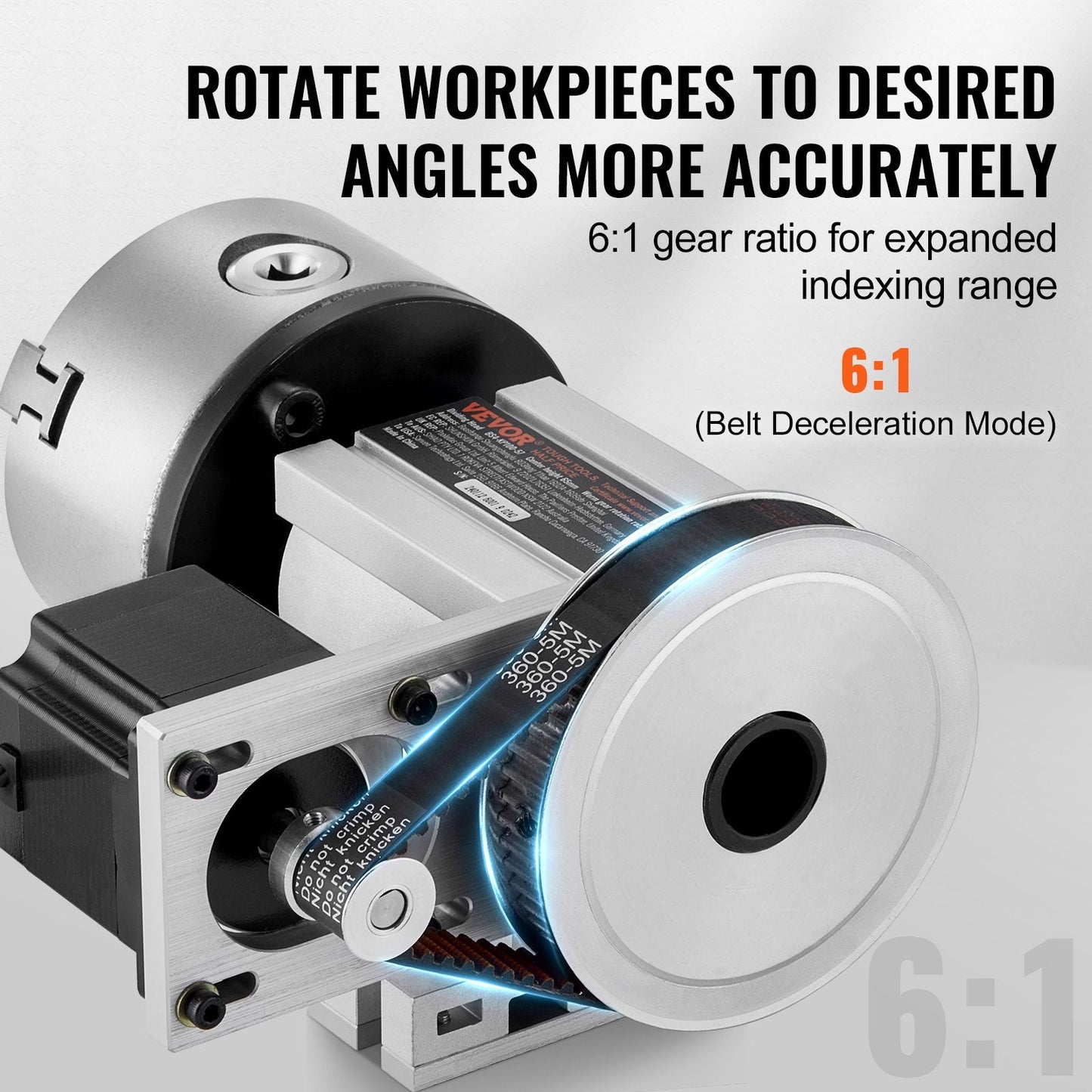 CNC Milling Machine Indexing Head with 3-Jaw Chuck, 65mm Center Height, 6:1 Ratio