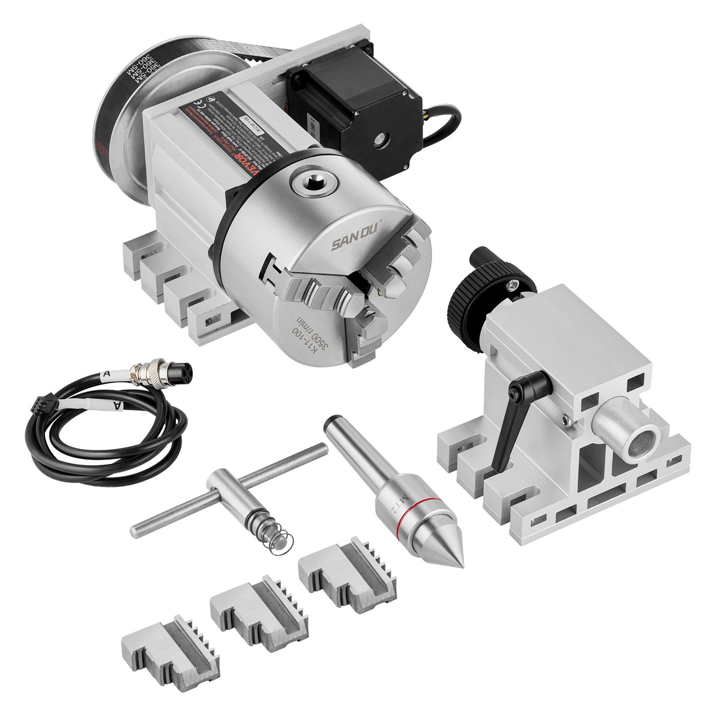 VEVOR Dividing Head, K11-100mm 3-Jaw Chuck, CNC Router Milling Machine Rotational