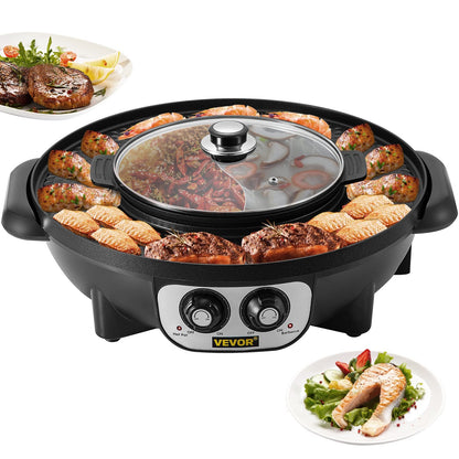 2-in-1 Electric BBQ Grill & Hot Pot with Dual Temperature Control, 5.2 kg