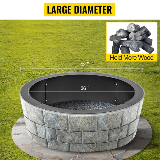 Outdoor 1.06m Fire Pit Ring BBQ Grill Table - Wood Burning Garden Fireplace