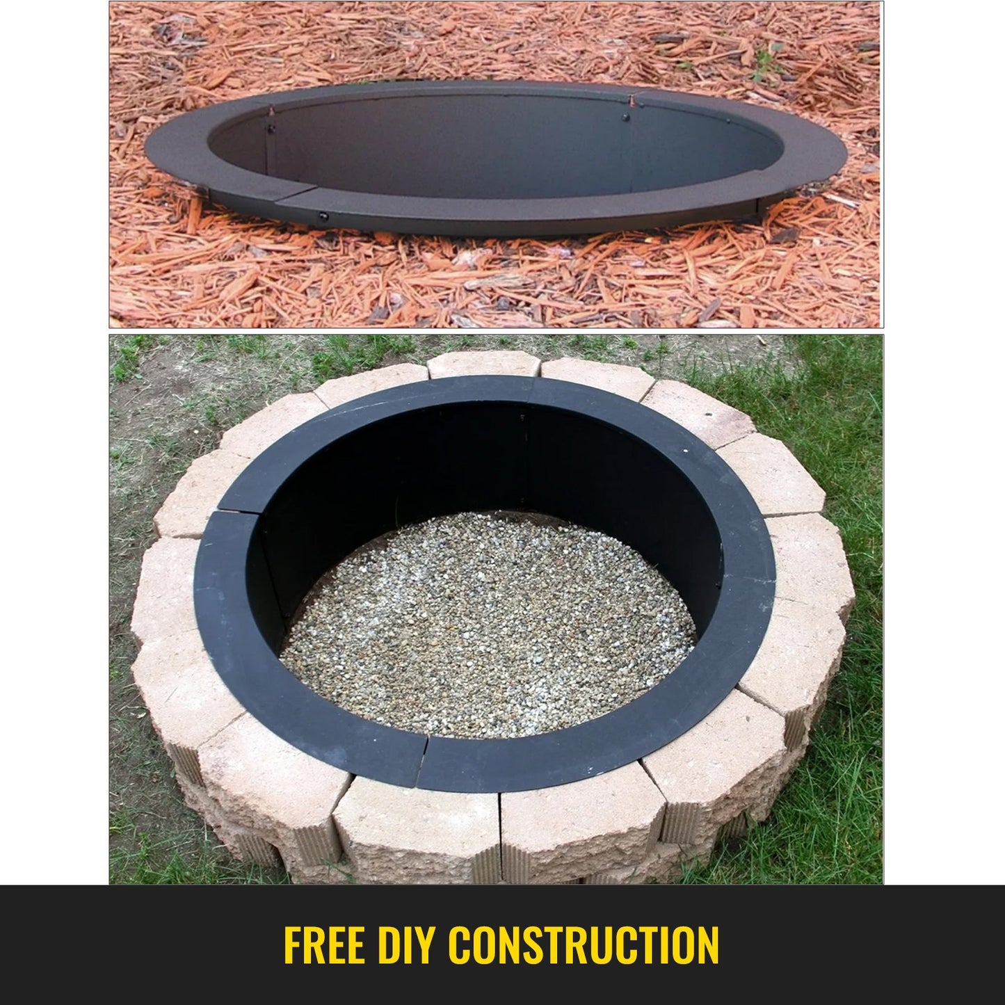 VEVOR Fire Pit Ring 45-Inch Outer/39-Inch Inner Diameter, 3.0mm Thick Heavy Duty