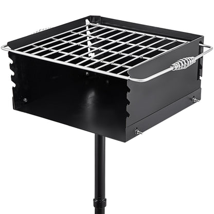 Outdoor Park Charcoal Grill, 0.4 x 0.4 m, Adjustable Height, Carbon Steel