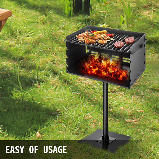 Outdoor Park Charcoal Grill, 0.5m x 0.35m, Carbon & Stainless Steel, Adjustable Height