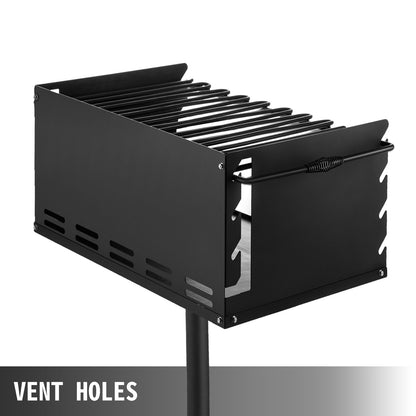 Outdoor Park Charcoal Grill, 0.5m x 0.35m, Carbon & Stainless Steel, Adjustable Height