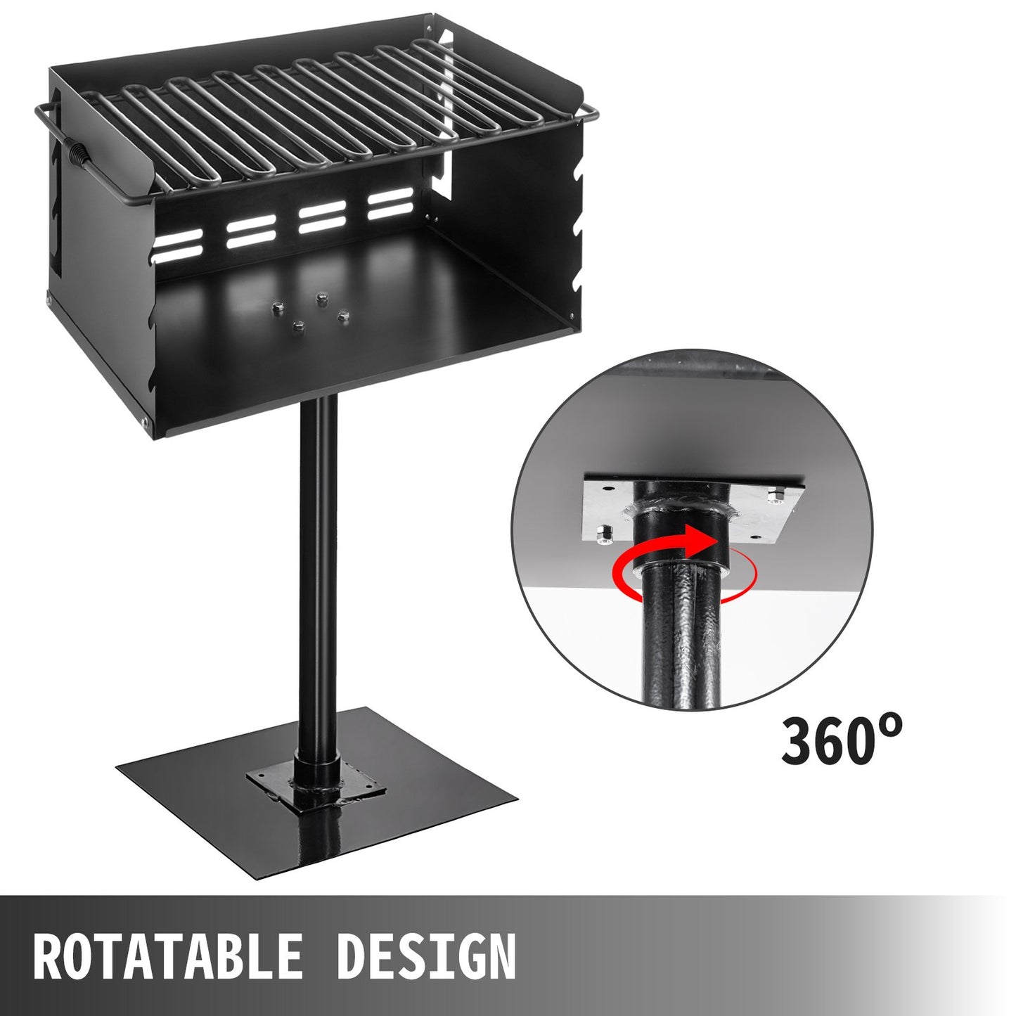 VEVOR Outdoor Park Style Grill, 20 x 14 Inch Park Style Charcoal Grill, Carbon Steel