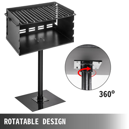 Outdoor Park Charcoal Grill, 0.5m x 0.35m, Carbon & Stainless Steel, Adjustable Height