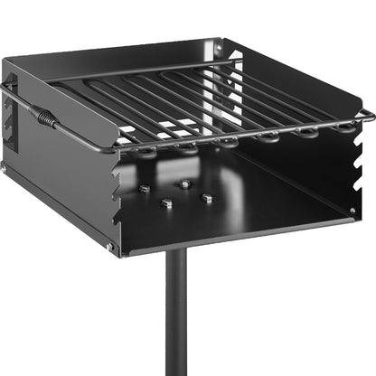 Outdoor Park BBQ Grill, Adjustable Height, Carbon & Stainless Steel, 53x53 cm