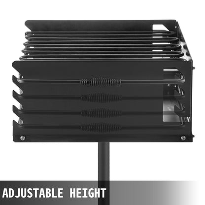 Outdoor Park BBQ Grill, Adjustable Height, Carbon & Stainless Steel, 53x53 cm