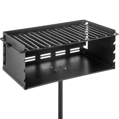 Outdoor Park Style Charcoal Grill with Adjustable Height and Rotatable Design
