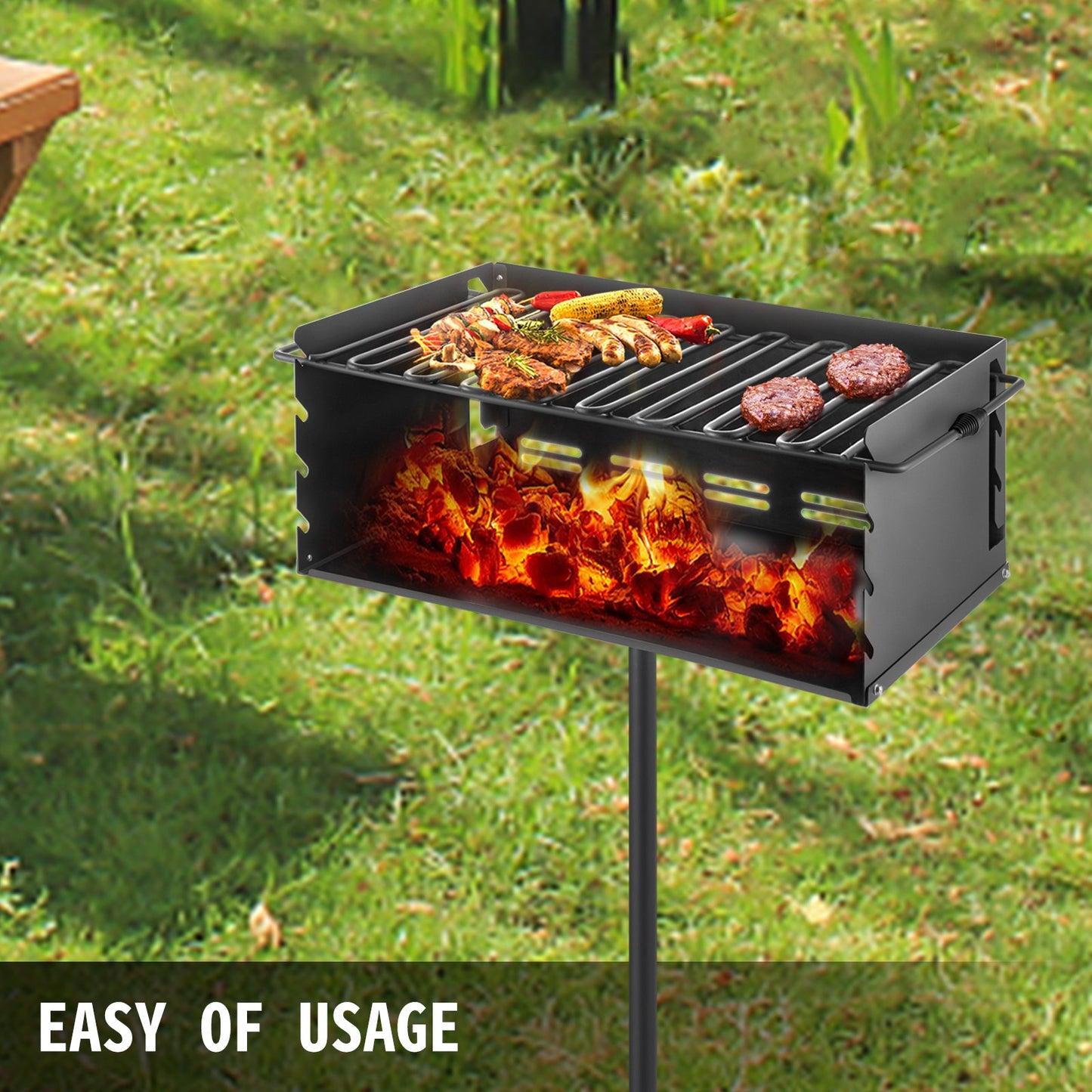 VEVOR Outdoor Park Style Grill 24 x 16 Inch Park Style Charcoal Grill Carbon Steel