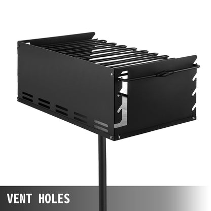 Outdoor Park Style Charcoal Grill with Adjustable Height and Rotatable Design