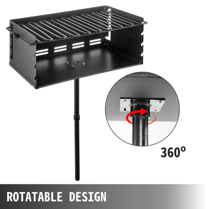 Outdoor Park Style Charcoal Grill with Adjustable Height and Rotatable Design