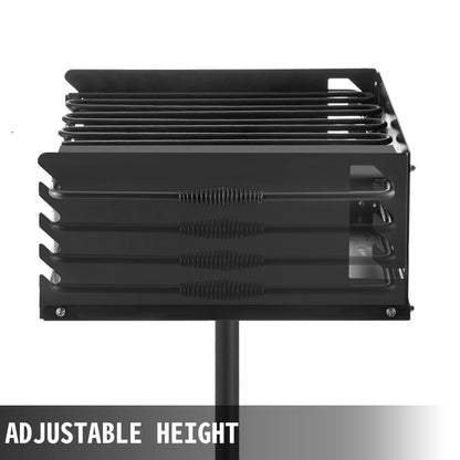 Outdoor Park BBQ Grill, Adjustable 0.6m x 0.4m, Carbon & Stainless Steel Design