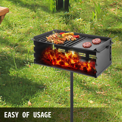 VEVOR Outdoor Park Style Grill 24 x 16 Inch Park Style Charcoal Grill Carbon Steel