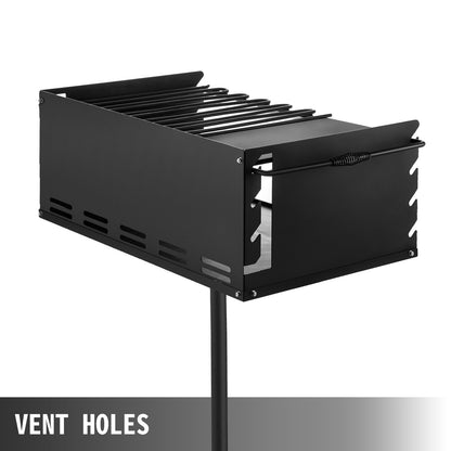 Outdoor Park BBQ Grill, Adjustable 0.6m x 0.4m, Carbon & Stainless Steel Design