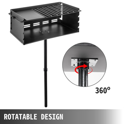 Outdoor Park BBQ Grill, Adjustable 0.6m x 0.4m, Carbon & Stainless Steel Design