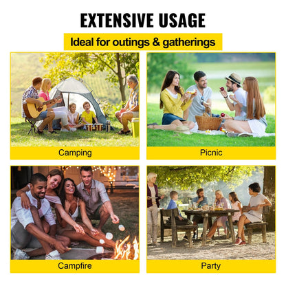 Heavy Duty Campfire Swivel Grill, 0.61m x 0.61m, with 1.53m Pole for BBQ