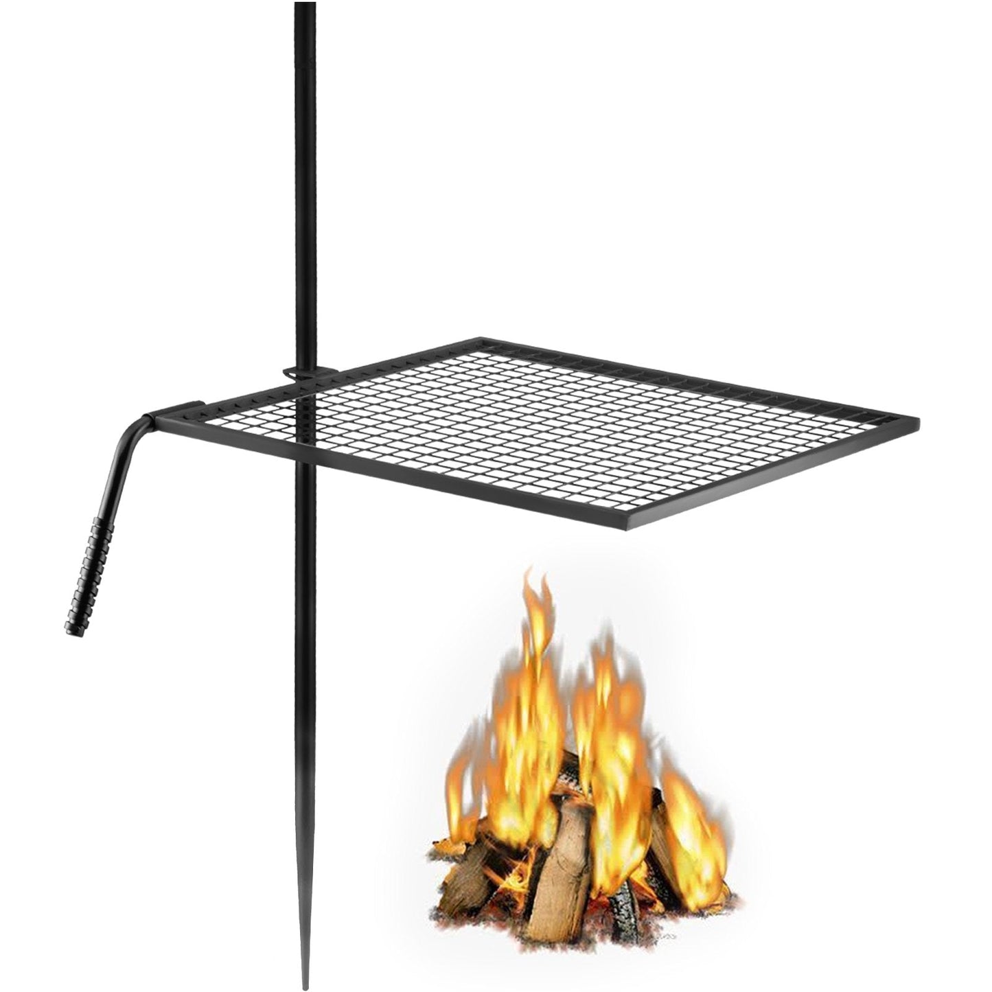 Heavy Duty Campfire Swivel Grill, 0.61m x 0.61m, with 1.53m Pole for BBQ