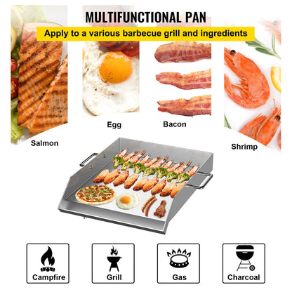 VEVOR Stainless Steel Griddle,18" X 16" Universal Flat Top Rectangular Plate, BBQ