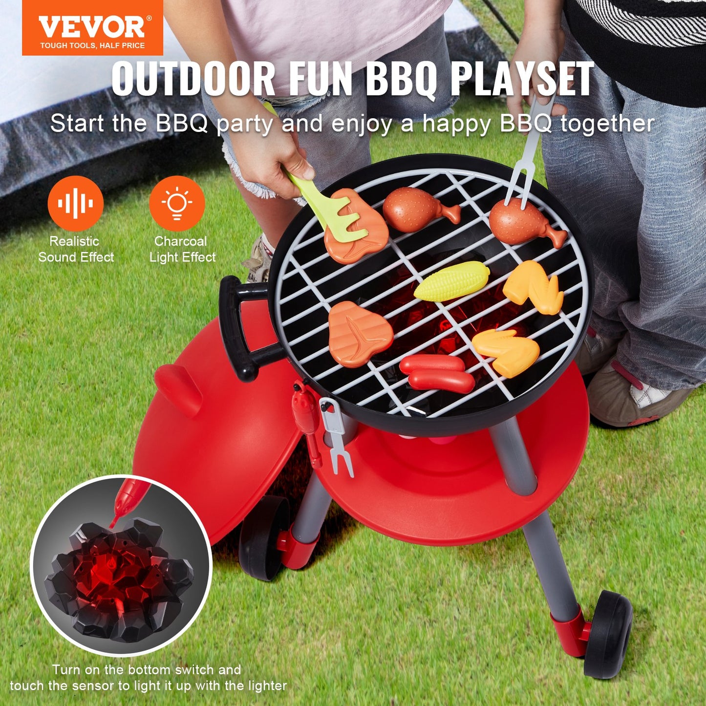 28 PCS BBQ Grill Playset, Kids Toys Kitchen Playset with Sound & Light, Little Chef Play, Interactive Grill Play Food Cooking Playset Barbecue Toy Grill for Toddlers Boys Girls 3-5 Birthday Gift