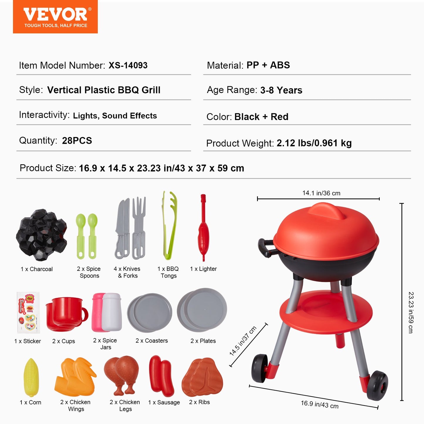 28 PCS BBQ Grill Playset, Kids Toys Kitchen Playset with Sound & Light, Little Chef Play, Interactive Grill Play Food Cooking Playset Barbecue Toy Grill for Toddlers Boys Girls 3-5 Birthday Gift