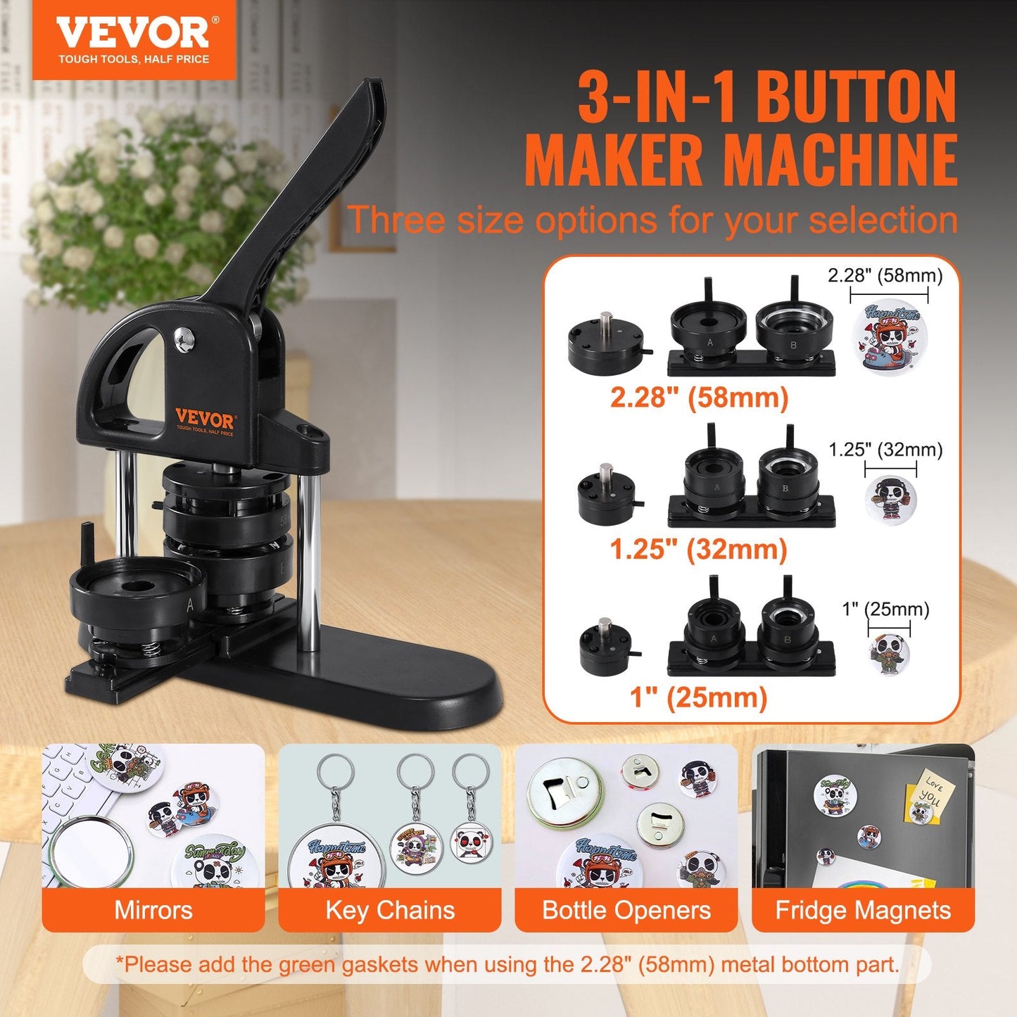 3-in-1 Button Maker Kit with 300pcs Parts, Circle Cutter, and Magic Book
