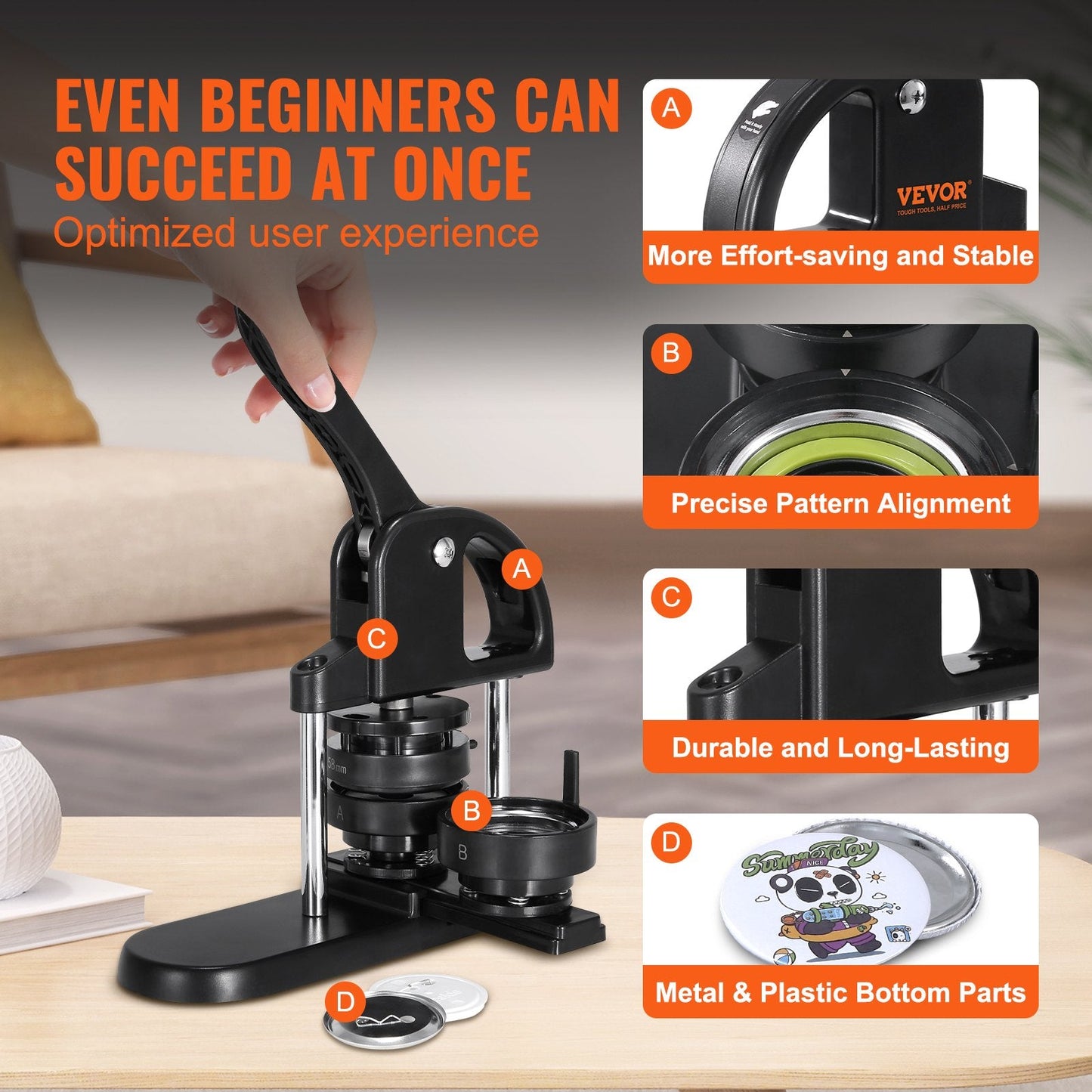 3-in-1 Button Maker Kit with 300pcs Parts, Circle Cutter, and Magic Book