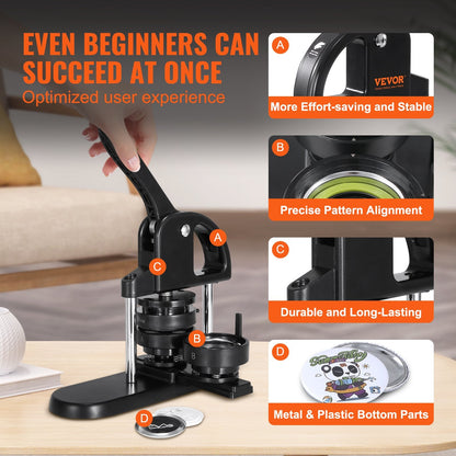 3-in-1 Button Maker Kit with 300pcs Parts, Circle Cutter, and Magic Book