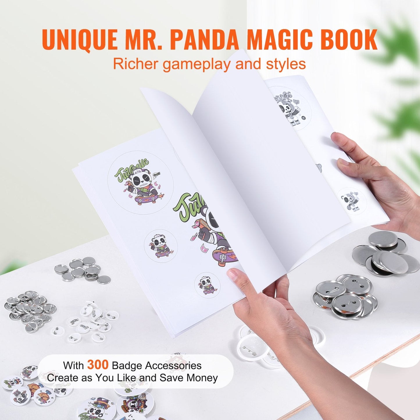 3-in-1 Button Maker Kit with 300pcs Parts, Circle Cutter, and Magic Book