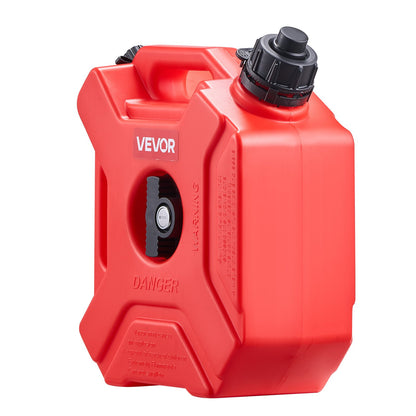 Fuel Container, 5 L, Gas Can with Spout and Lockable Bracket, 15 L/min Max Flow Rate, Secure & Leak-proof, Portable Flat Fluid Container for Most Cars Motorcycle ATV UTV, Red