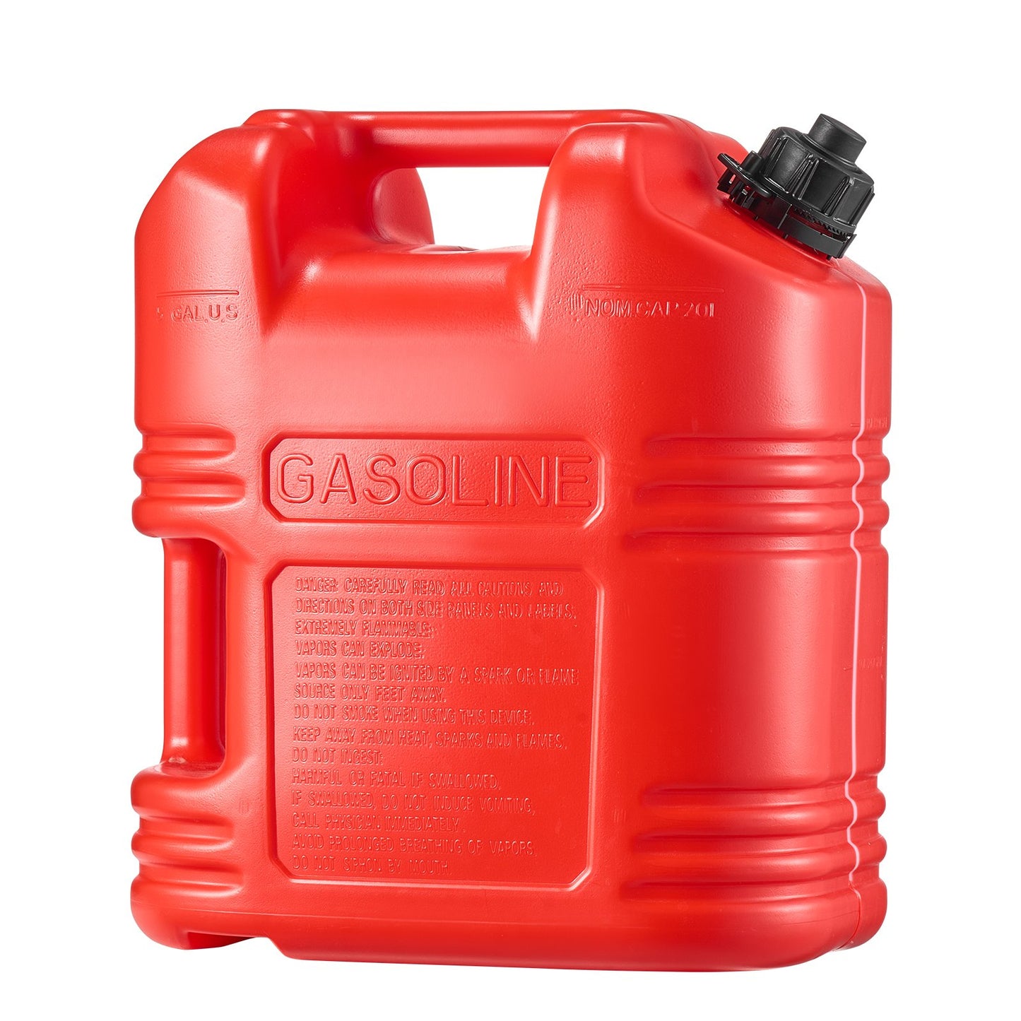 Fuel Container, 19 L, Gas Tank with Spout & Clear Scale, 15 L/min Max Flow Rate, Secure & Leak-proof, Portable Flat Fluid Container for Most Cars Motorcycle ATV UTV, Red, 1 Pack