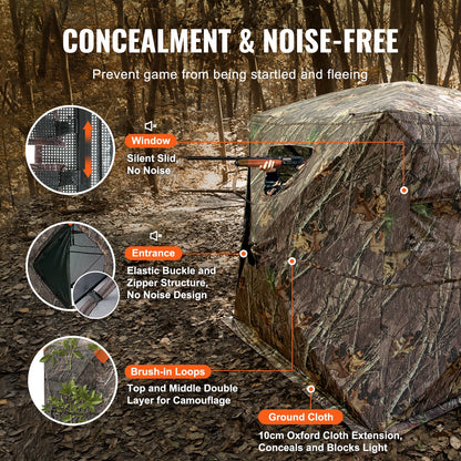 VEVOR Hunting Blind, 270° See Through Ground Blind, 4-5 Person Pop Up Deer Blind