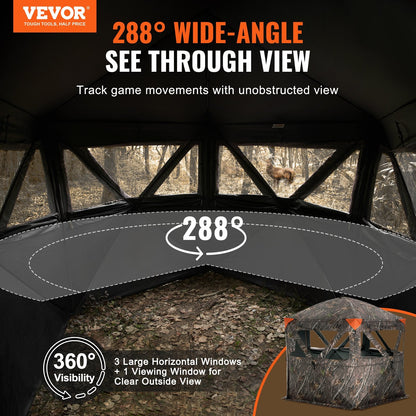 Portable 6-7 Person Hunting Blind with 288° View and Carrying Bag