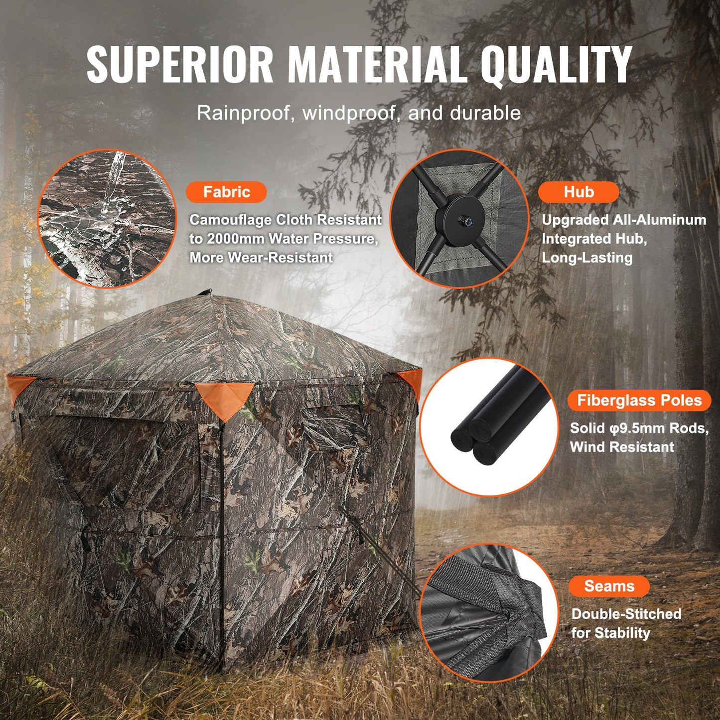 VEVOR Hunting Blind, 288° See Through Ground Blind, 6-7 Person Pop Up Deer Blind