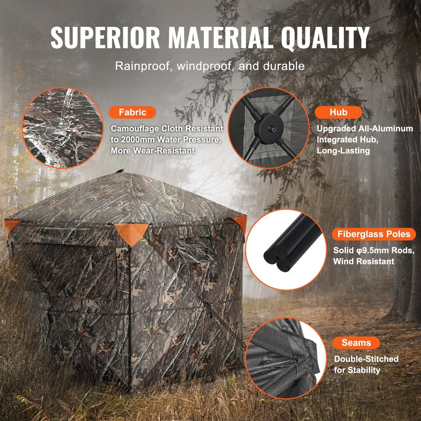 Portable 6-7 Person Hunting Blind with 288° View and Carrying Bag