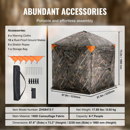 Portable 6-7 Person Hunting Blind with 288° View and Carrying Bag