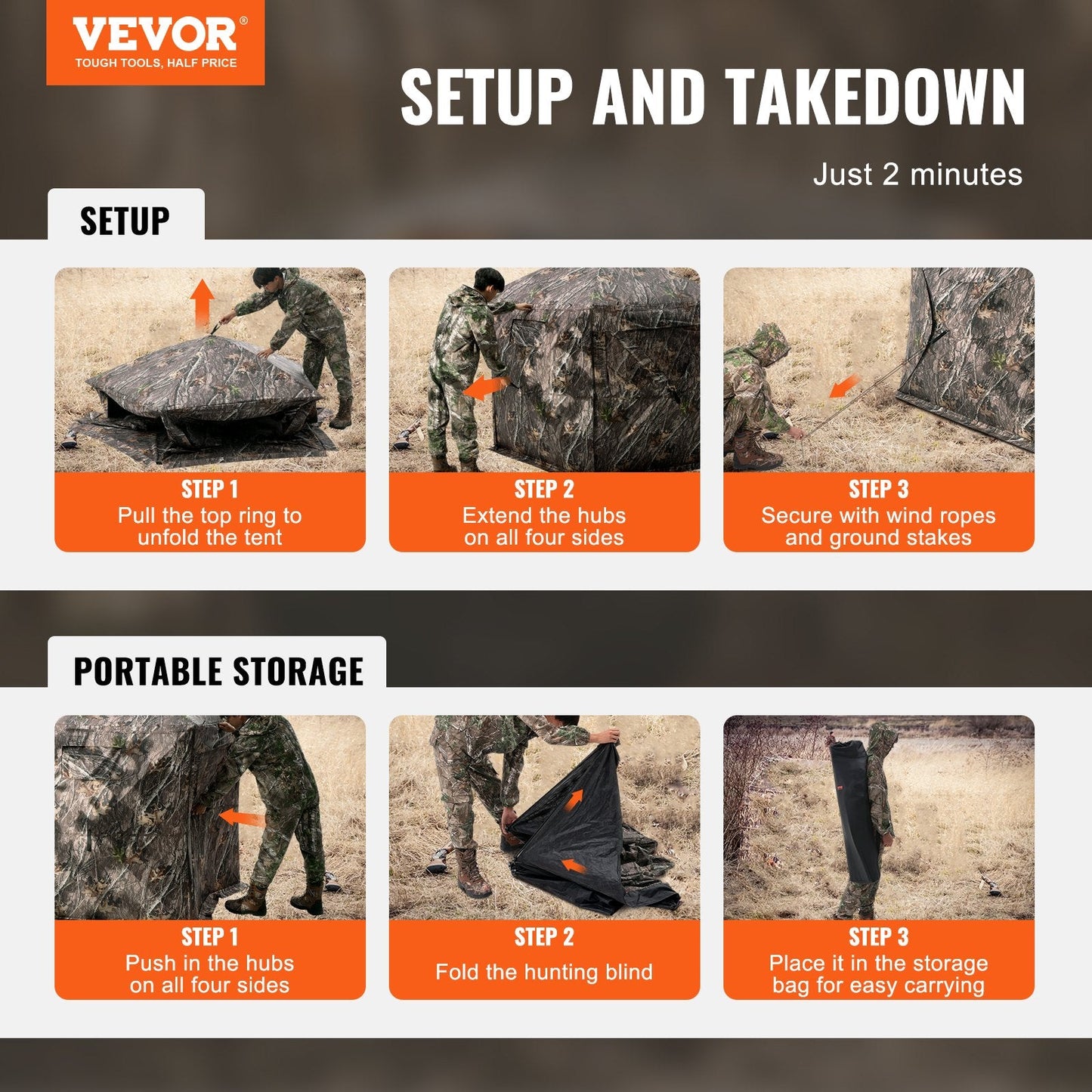 Portable 6-7 Person Hunting Blind with 288° View and Carrying Bag
