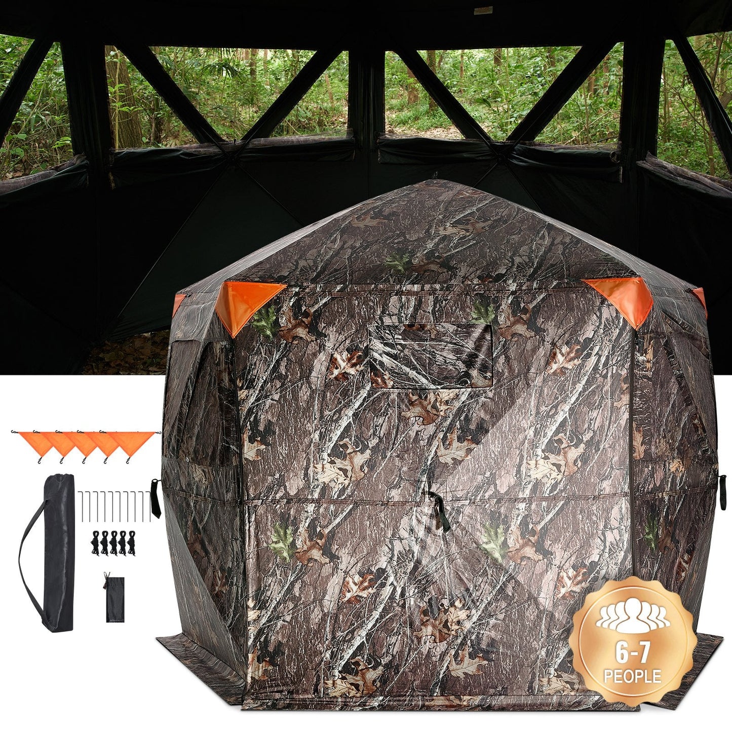 Portable 6-7 Person Hunting Blind with 288° View and Carrying Bag