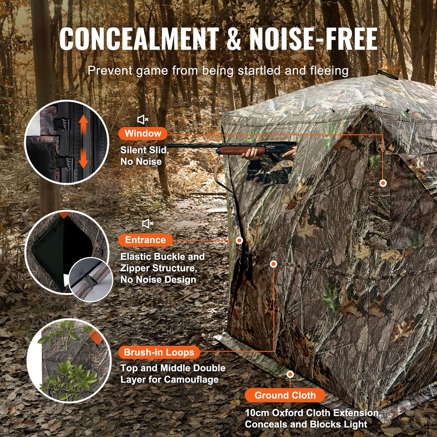 Camouflage Pop-Up Hunting Tent, 1-2 Person with 270° View, Waterproof & Portable