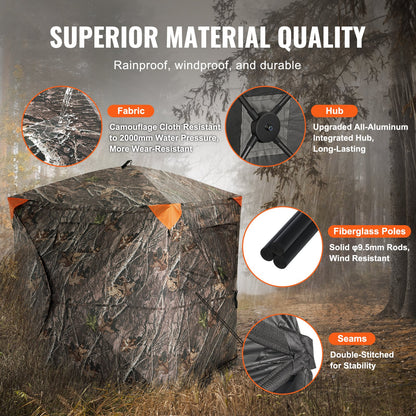 VEVOR Hunting Blind, 270° See Through Ground Blind, 2-3 Person Pop Up Deer Blind