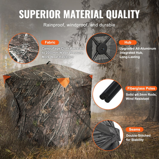 3-Person Pop-Up Hunting Blind with 270° View and Weatherproof Design