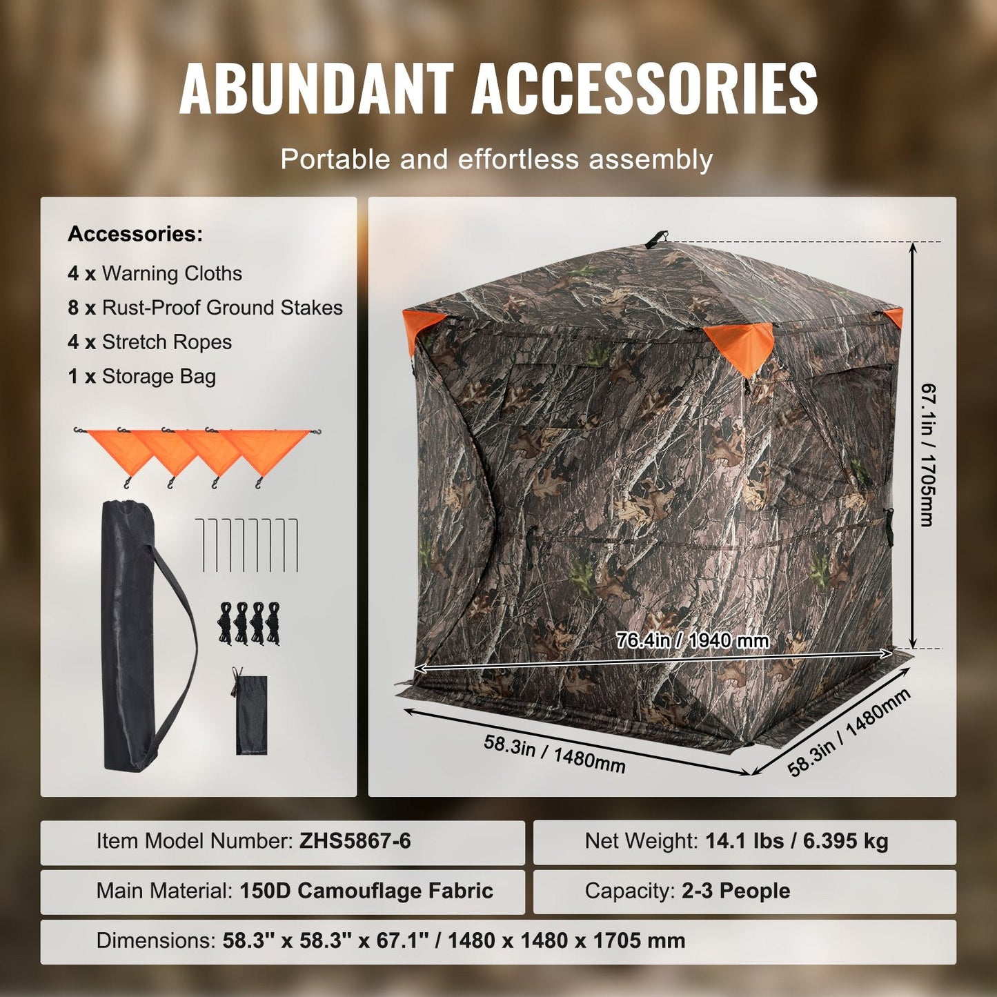 3-Person Pop-Up Hunting Blind with 270° View and Weatherproof Design