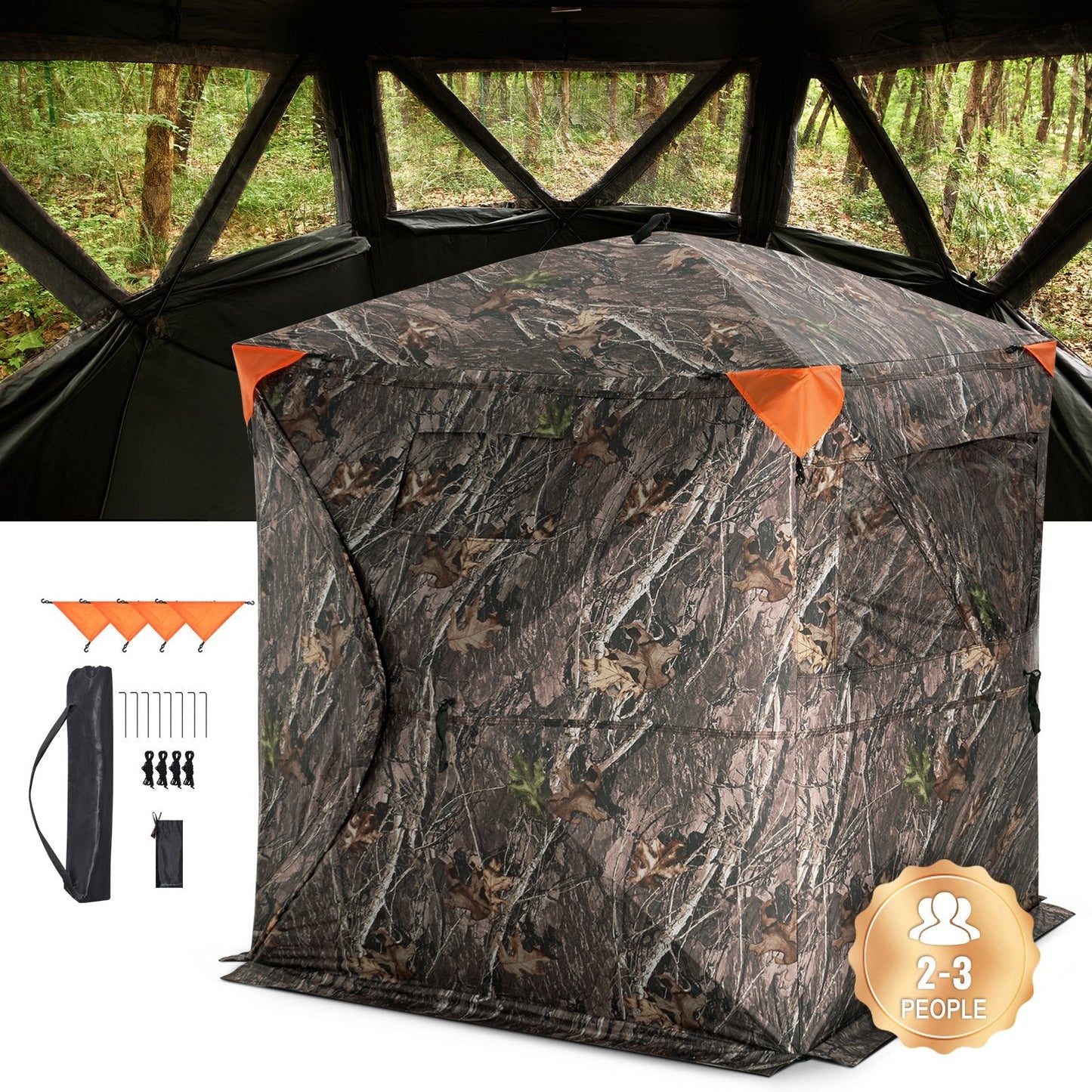 3-Person Pop-Up Hunting Blind with 270° View and Weatherproof Design