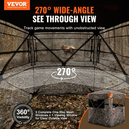 270° See-Through Pop-Up Hunting Blind for 1-2 People, Waterproof & Portable