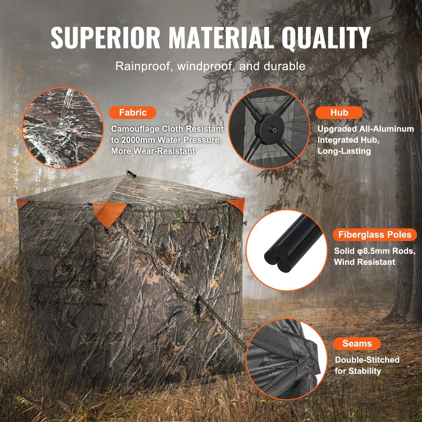 270° See-Through Pop-Up Hunting Blind for 1-2 People, Waterproof & Portable