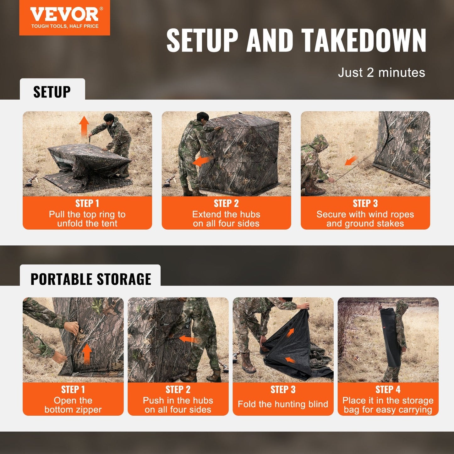 270° See-Through Pop-Up Hunting Blind for 1-2 People, Waterproof & Portable
