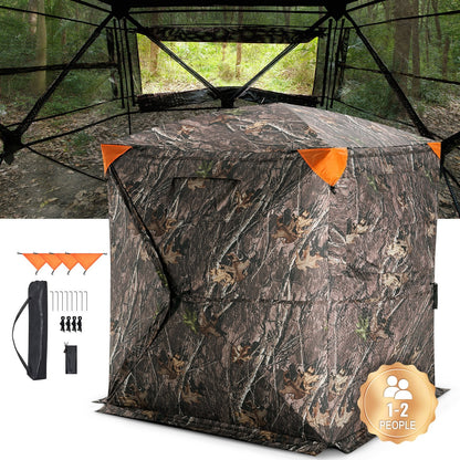 270° See-Through Pop-Up Hunting Blind for 1-2 People, Waterproof & Portable