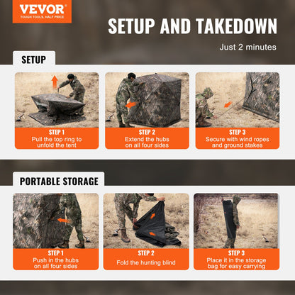 VEVOR Hunting Blind, 270° See Through Ground Blind, 2-3 Person Pop Up Deer Blind
