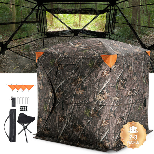 VEVOR Hunting Blind, 270° See Through Ground Blind, 2-3 Person Pop Up Deer Blind