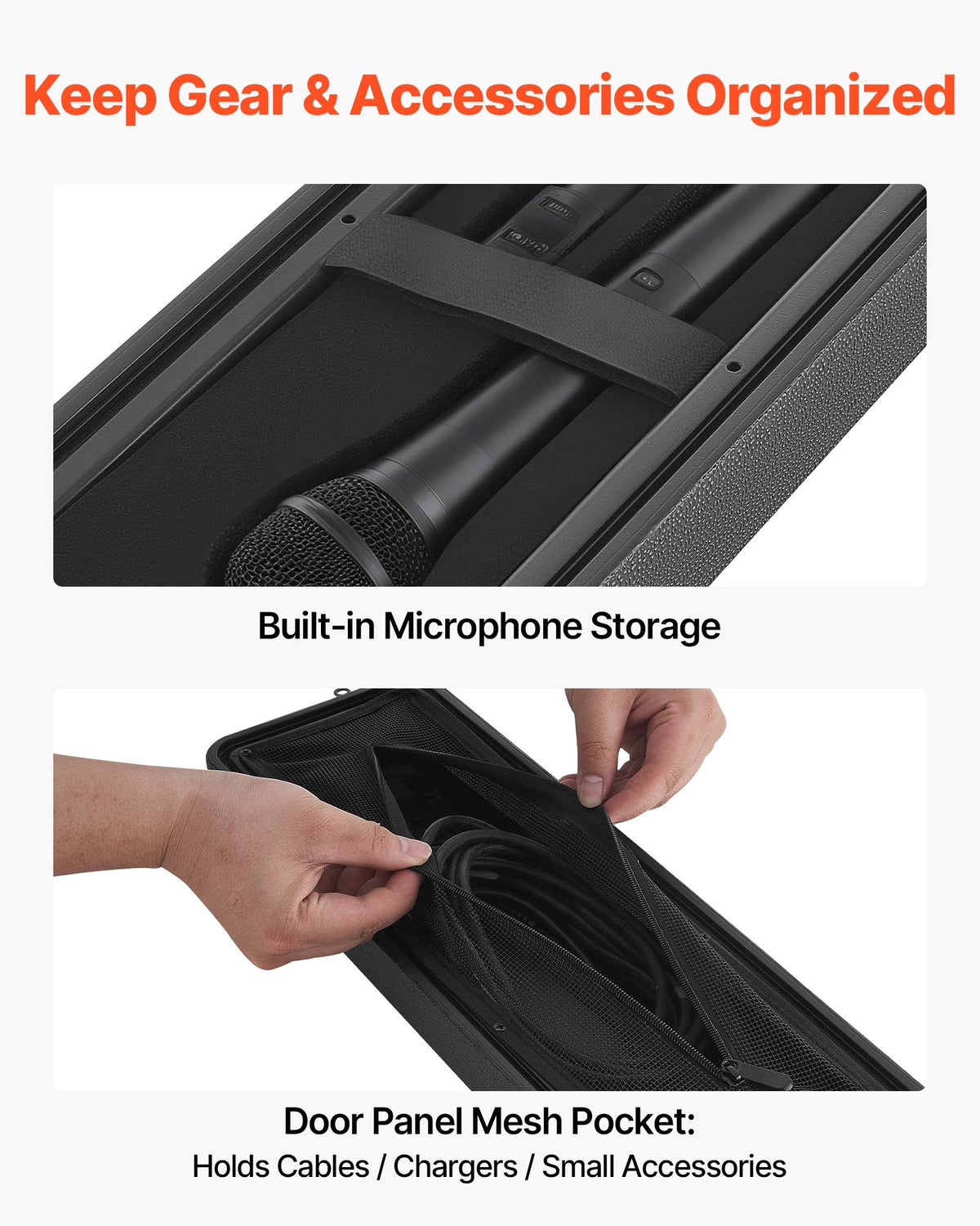2U Rack Case, 260 mm Depth, Rackmount Flight Case Shallow Rack with Microphone Compartments, Polyethylene Construction, Recessed Twist Latches, Easy Installation, for Amplifier, Audio, DJ Mixer